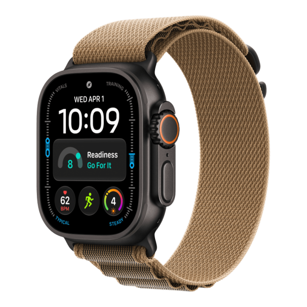 Apple Watch Ultra 4 (2026), 49 мм, черный титан, "альпийская петля" песочного цвета