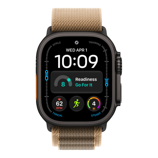 Apple Watch Ultra 4 (2026), 49 мм, черный титан, "альпийская петля" песочного цвета