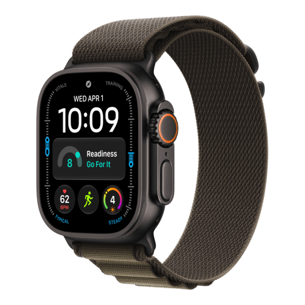 Apple Watch Ultra 4 (2026), 49 мм, черный титан, "альпийская петля" темно-оливкового цвета