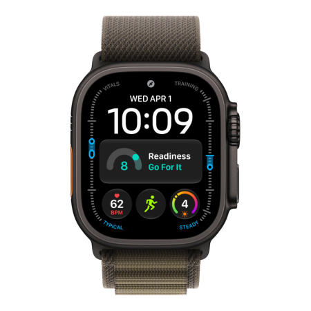 Apple Watch Ultra 4 (2026), 49 мм, черный титан, "альпийская петля" темно-оливкового цвета
