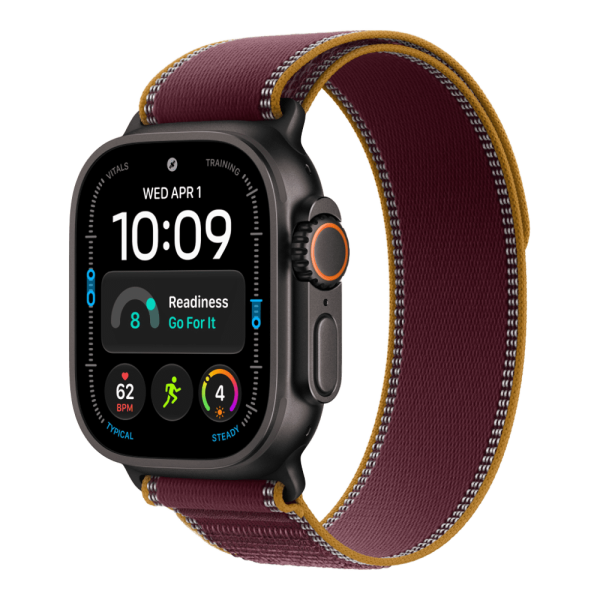 Apple Watch Ultra 4 (2026), 49 мм, черный титан, "походная петля" темно-бордового цвета