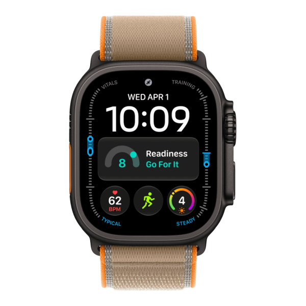 Apple Watch Ultra 4 (2026), 49 мм, черный титан, "походная петля" песочного цвета
