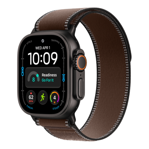 Apple Watch Ultra 4 (2026), 49 мм, черный титан, "походная петля" цвета "Темная умбра"