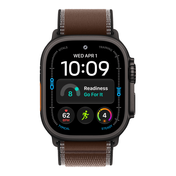 Apple Watch Ultra 4 (2026), 49 мм, черный титан, "походная петля" цвета "Темная умбра"
