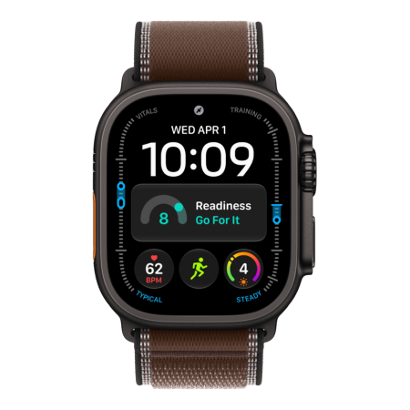 Apple Watch Ultra 4 (2026), 49 мм, черный титан, "походная петля" цвета "Темная умбра"