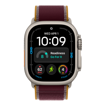 Apple Watch Ultra 4 (2026), 49 мм, природный титан, "походная петля" темно-бордового цвета