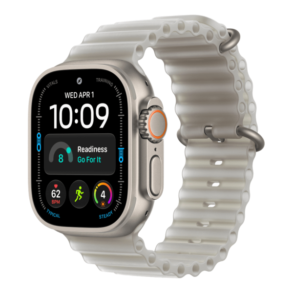 Apple Watch Ultra 4 (2026), 49 мм, природный титан, "океаническая петля" серого цвета