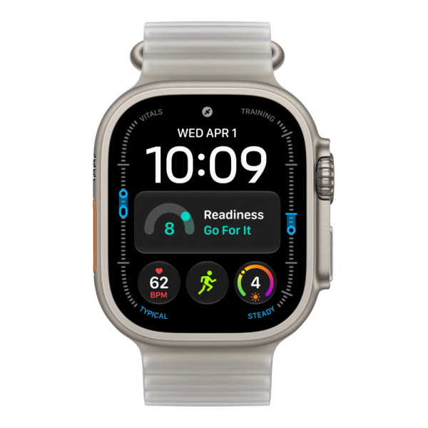 Apple Watch Ultra 4 (2026), 49 мм, природный титан, "океаническая петля" серого цвета