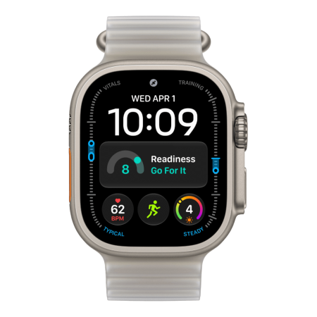 Apple Watch Ultra 4 (2026), 49 мм, природный титан, "океаническая петля" серого цвета