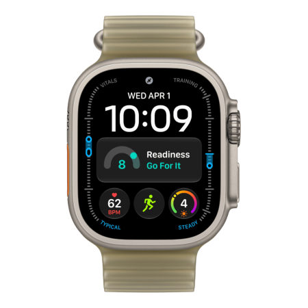 Apple Watch Ultra 4 (2026), 49 мм, природный титан, "океаническая петля" цвета "Ламинария"