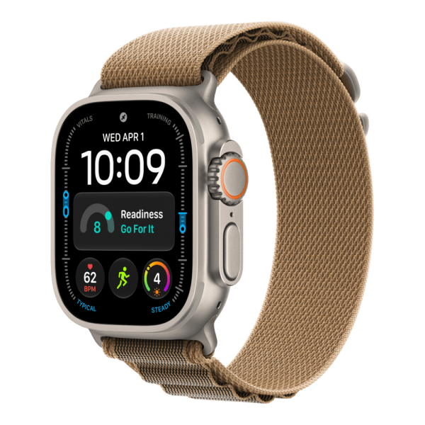 Apple Watch Ultra 4 (2026), 49 мм, природный титан, "альпийская петля" песочного цвета