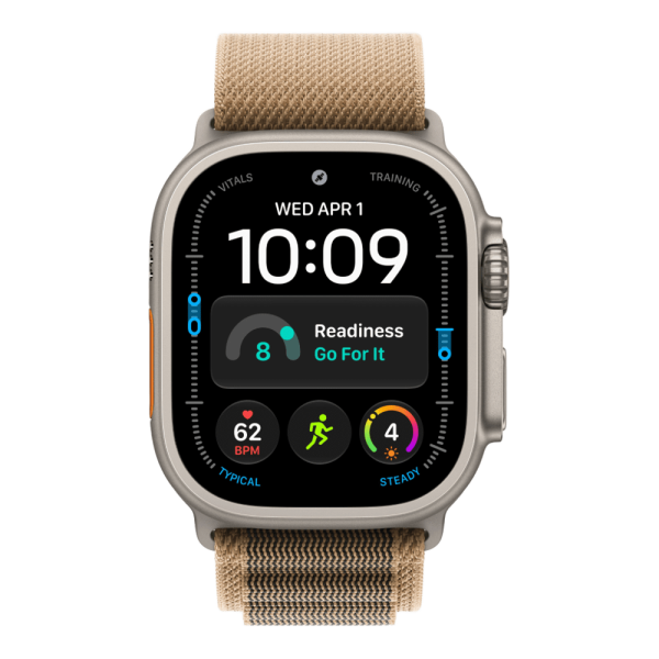 Apple Watch Ultra 4 (2026), 49 мм, природный титан, "альпийская петля" песочного цвета