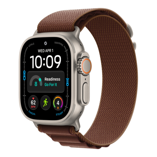 Apple Watch Ultra 4 (2026), 49 мм, природный титан, "альпийская петля" темно-бордового цвета