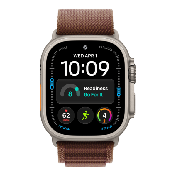 Apple Watch Ultra 4 (2026), 49 мм, природный титан, "альпийская петля" темно-бордового цвета