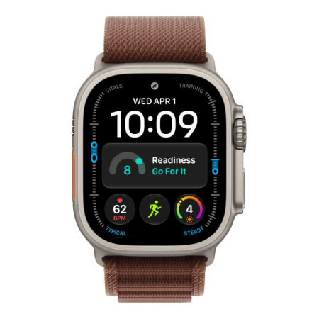 Apple Watch Ultra 4 (2026), 49 мм, природный титан, "альпийская петля" темно-бордового цвета