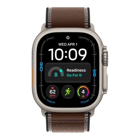 Apple Watch Ultra 4 (2026), 49 мм, природный титан, "походная петля" цвета "Темная умбра"