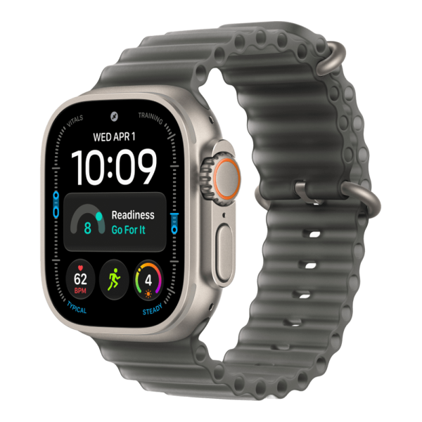 Apple Watch Ultra 4 (2026), 49 мм, природный титан, "океаническая петля" черного цвета