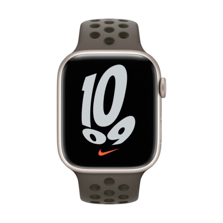 Спортивный ремешок Nike для Apple Watch 45мм. Цвет: "Серая олива/рабочий хаки"
