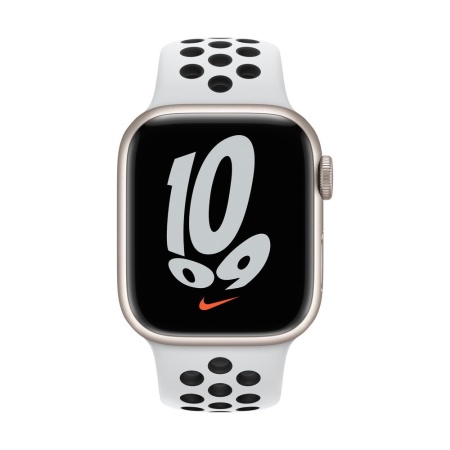 Спортивный ремешок Nike для Apple Watch 41мм, размер R. Цвет: "Чистая платина/чёрный"