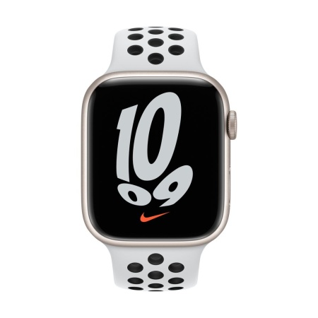 Спортивный ремешок Nike для Apple Watch 45мм. Цвет: "Чистая платина/чёрный"