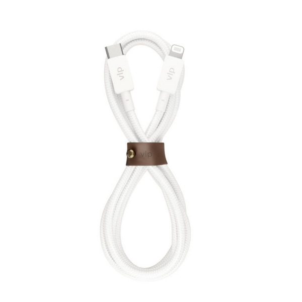 Кабель VLP Nylon Cable USB-C — Lightning, MFI, 1.2м. Цвет: белый