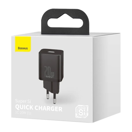 Адаптер питания Baseus Super Si Quick Charger 1C 20 Вт + кабель Type-C - Lightning 1м. Цвет: чёрный