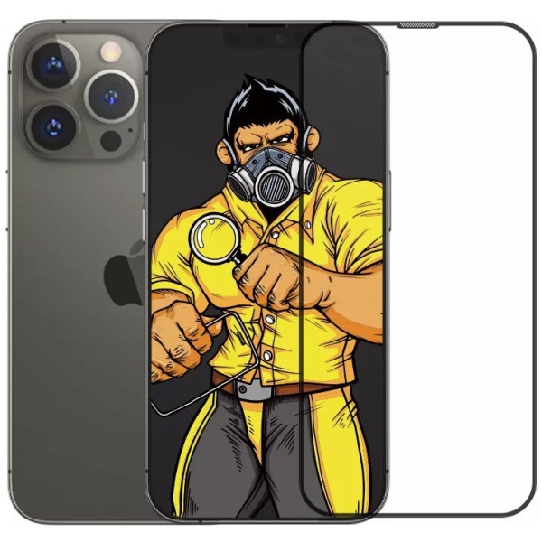 Защитное стекло BlueO Large arc Dustproof Black (3D-эфф. с защ. сеткой) для iPhone 16e/14/13/13 Pro