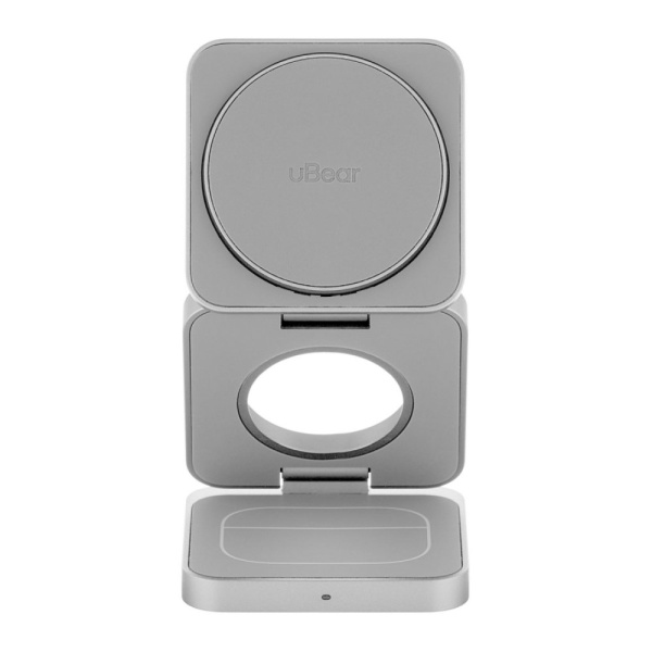 Беспроводное зарядное устройство uBear Balance 3 в 1, MagSafe, 15W. Цвет: серебро
