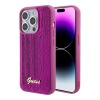 Чехол Guess Sequins Script metal logo Hard для iPhone 15 Pro. Цвет: фуксия