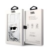 Чехол Lagerfeld Liquid Glitter NFT Choupette head Hard для iPhone 15 Pro. Цвет: серебристый