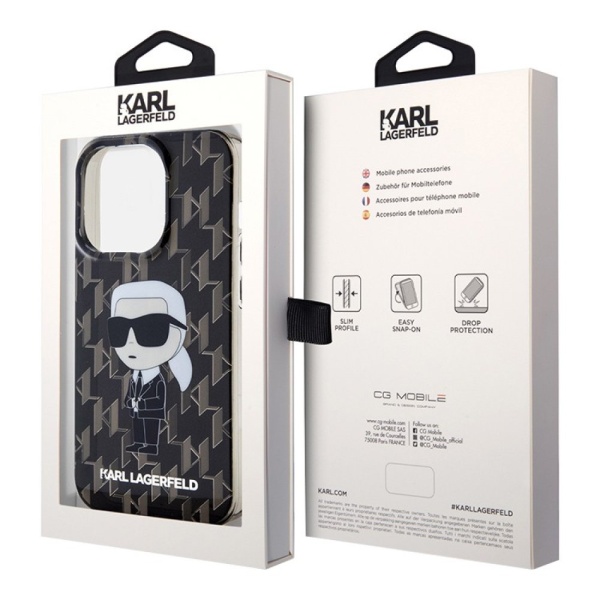 Чехол Lagerfeld PC/TPU Monogram NFT Karl Ikonik Hard для iPhone 15 Pro Max.Цвет: чёрный