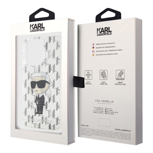 Чехол Lagerfeld PC/TPU Monogram NFT Karl Ikonik Hard для iPhone 15 Pro Max.Цвет: прозрачный