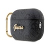 Чехол Guess PU leather 4G with metal logo and carabin для AirPods Pro 2. Цвет: чёрный