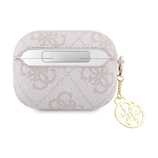 Чехол Guess PU leather 4G with metal logo and charm для AirPods Pro 2. Цвет: розовый
