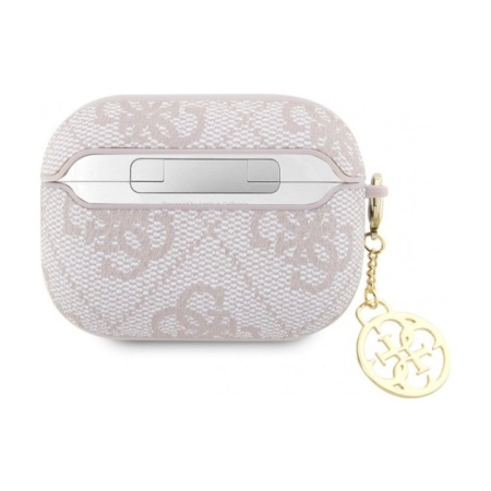 Чехол Guess PU leather 4G with metal logo and charm для AirPods Pro 2. Цвет: розовый