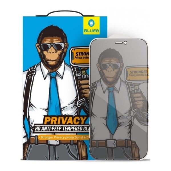 Защитное стекло BlueO Silk Full Cover Anti-Peep (приватное) для iPhone 12/12 Pro. 2.5D, 0.26мм.