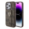 Чехол Guess PU 4G GripStand Triangle Diamond metal logo Hard для iPhone 15 Pro Max. Цвет: коричневый