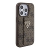 Чехол Guess PU 4G GripStand Triangle Diamond metal logo Hard для iPhone 15 Pro Max. Цвет: коричневый