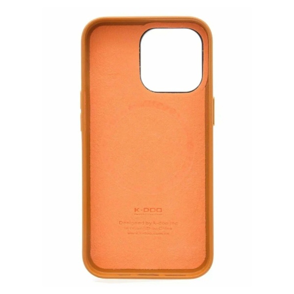 Чехол K-DOO Noble Collection Magsafe для iPhone 15 Pro Max, кожа. Цвет: оранжевый