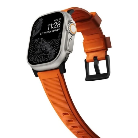 Ремешок Nomad Rugged Strap для Apple Watch 42/44/45/49мм. Цвет: оранжевый/черный